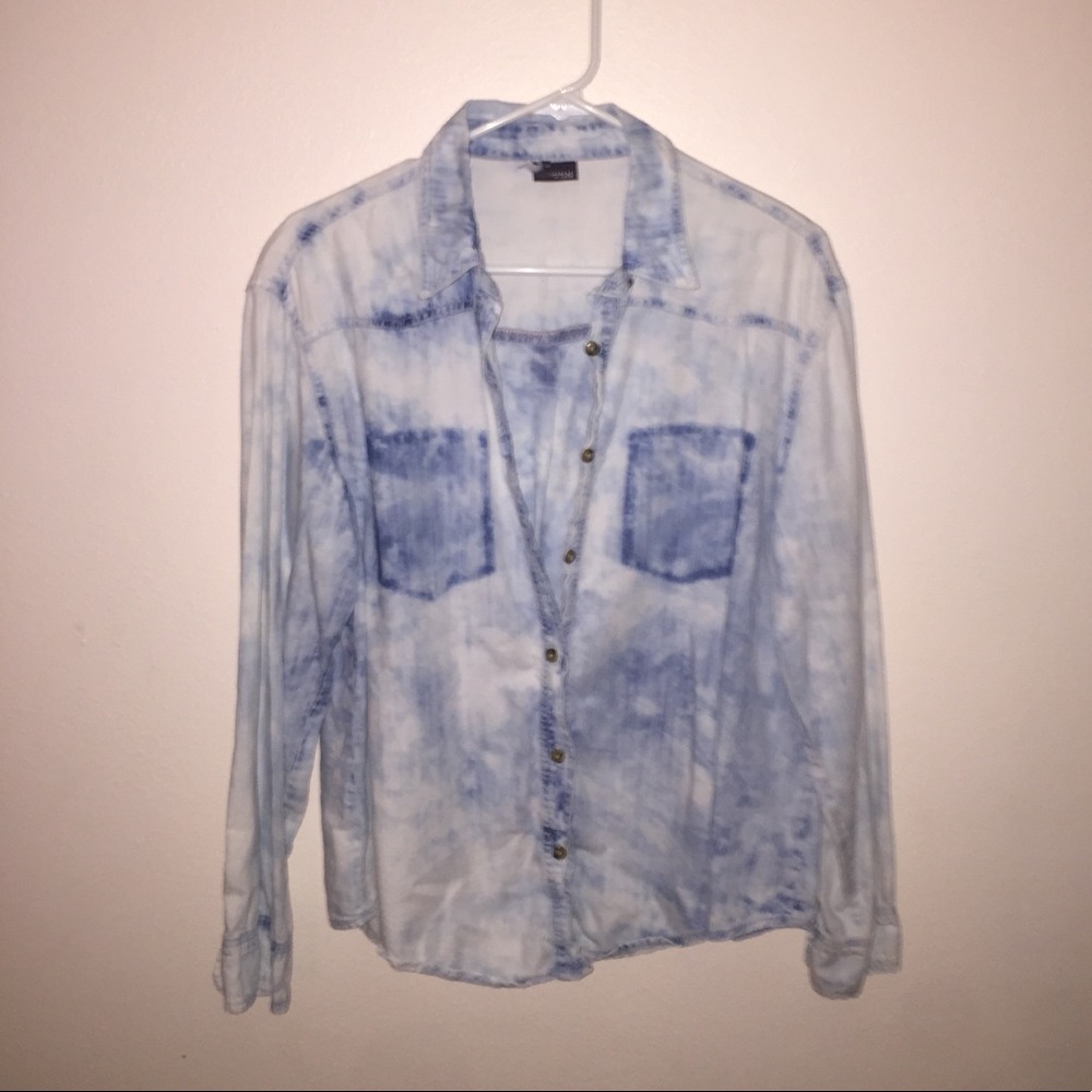 Sparkle And Fade Bleached Chambray Button Down - image 1